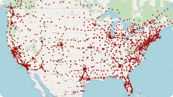 Tesla Supercharger Network Map