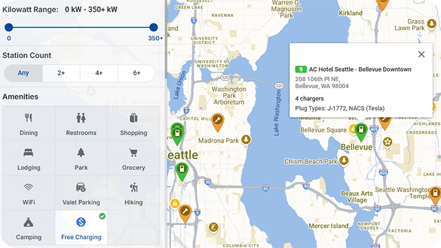 PlugShare Free Charging Filter